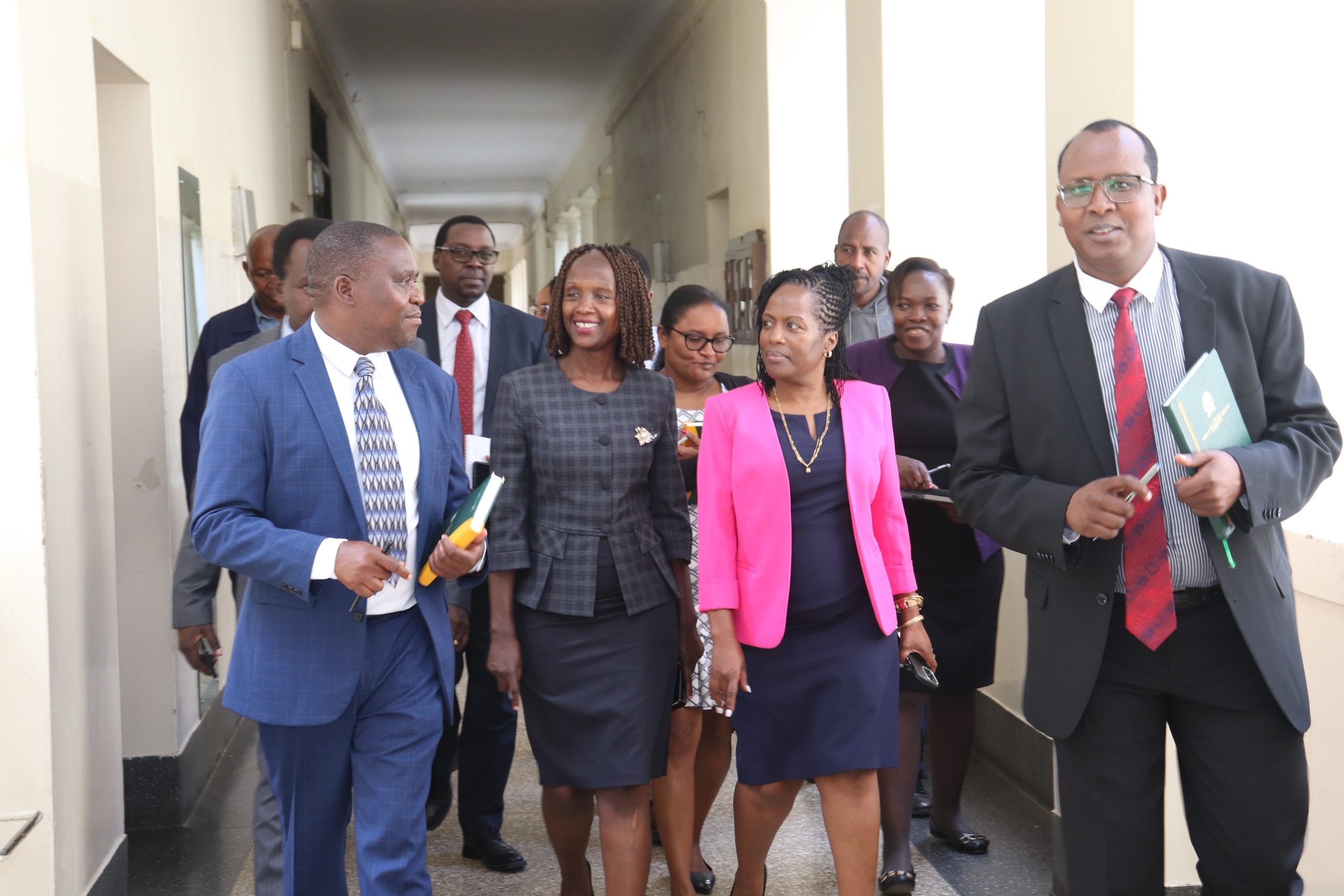CRJ Mokaya interacts with staff during familiarization tour of the Supreme Court
